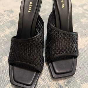 Reiss Black Woven Mules